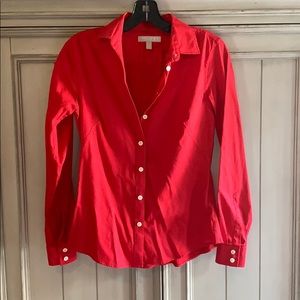 Banana Republic Red Fitted Button Down Blouse